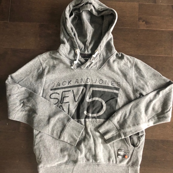 Jack and Jones Mens Grey hoodie sweater - Picture 2 of 4